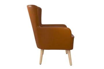 Wynn Fåtölj i Konstläder med Träben - Cognac - Möbler - Stolar & fåtöljer - Fåtölj - Skinnfåtölj & läderfåtölj
