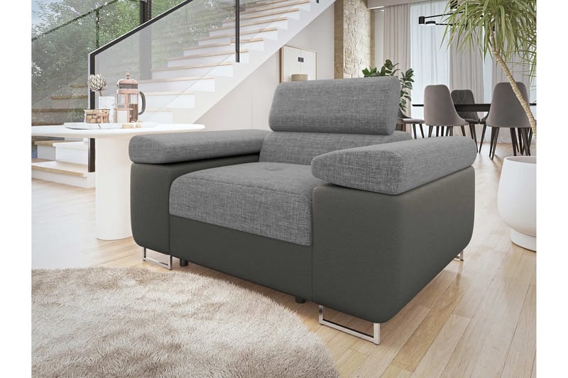 Gabina Modern Fåtölj i Tyg med Konstläderunderrede - Beige|Grå - Möbler - Stolar & fåtöljer - Fåtölj - Skinnfåtölj & läderfåtölj