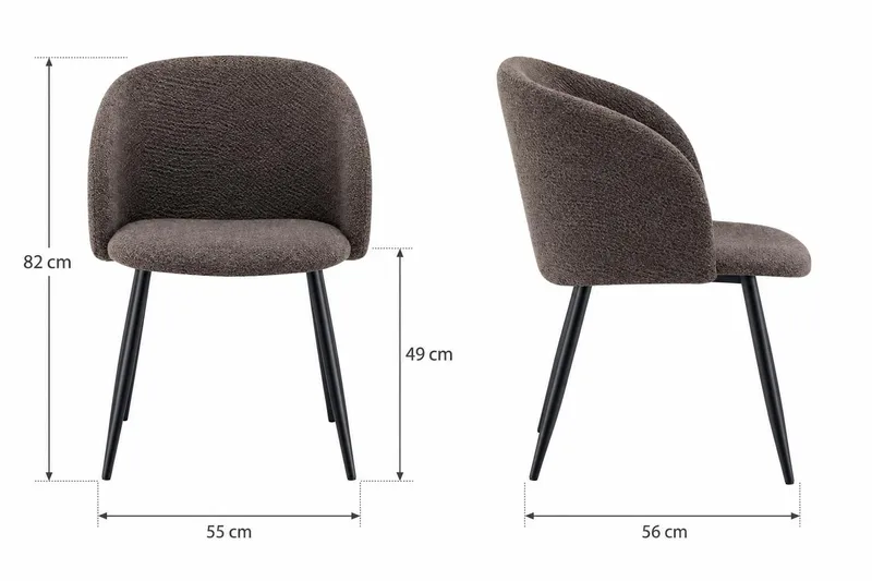 Greya Karmstol – Matstol med Armstöd i Boucle med Metallben - Brun/Svart - Möbler - Stolar & fåtöljer - Matstol & köksstol