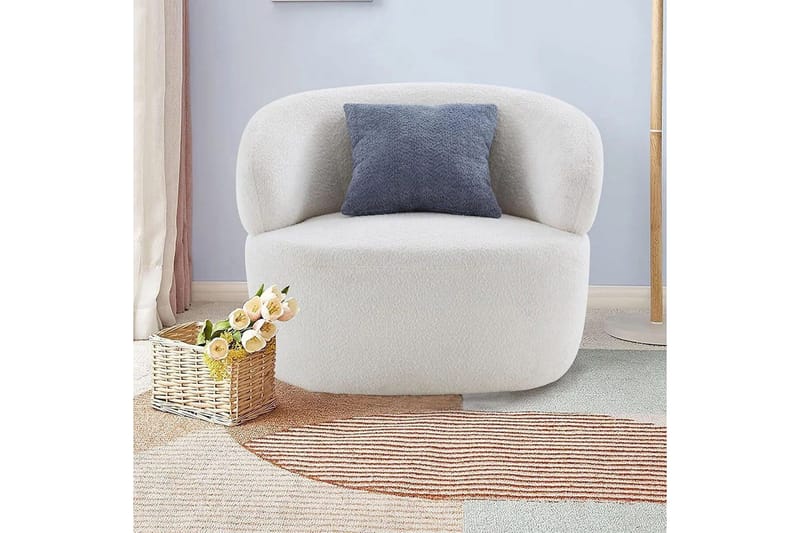 Hungirr Rund Fåtölj i Boucle med Modern Design - Vit - Möbler - Stolar & fåtöljer - Fåtölj