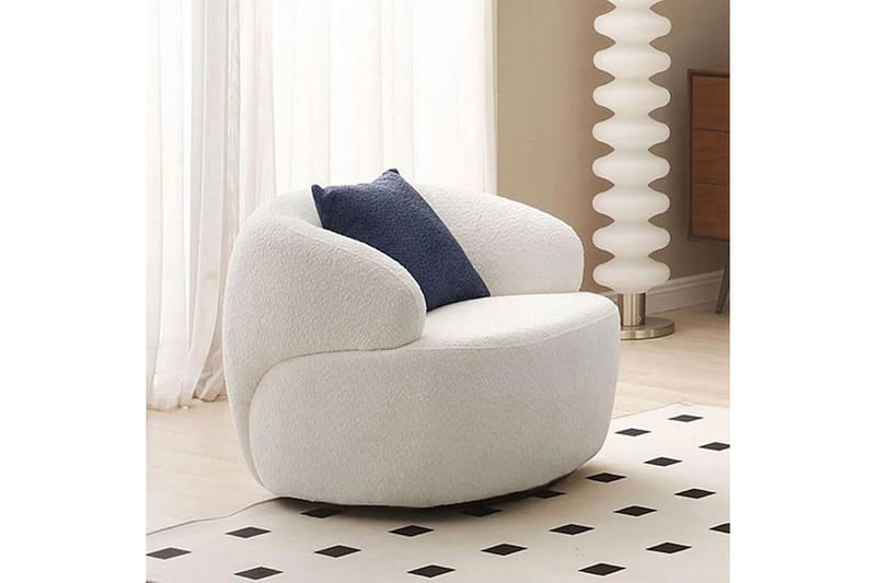 Hungirr Rund Fåtölj i Boucle med Modern Design - Vit - Möbler - Stolar & fåtöljer - Fåtölj
