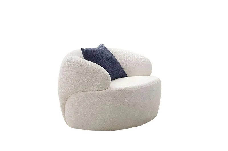 Hungirr Rund Fåtölj i Boucle med Modern Design, Vit
