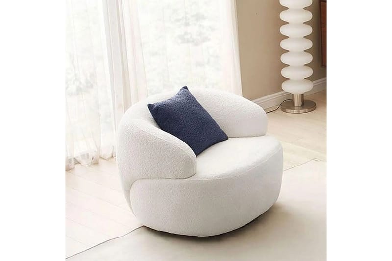 Hungirr Rund Fåtölj i Boucle med Modern Design - Vit - Möbler - Stolar & fåtöljer - Fåtölj