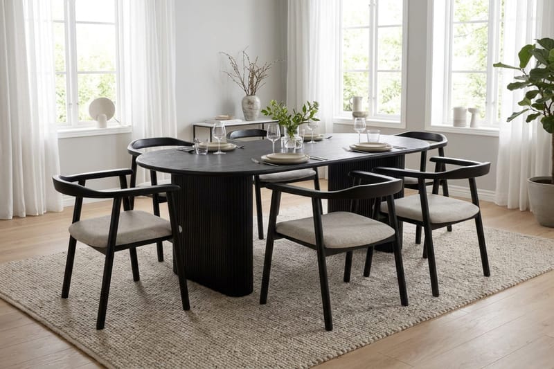 Jolie Matstol i trä med tygsits - Svart/Beige - Möbler - Stolar & fåtöljer - Matstol & köksstol