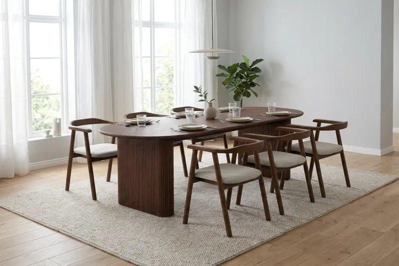 Jolie Matstol i trä med tygsits - Valnöt/Beige - Möbler - Stolar & fåtöljer - Matstol & köksstol