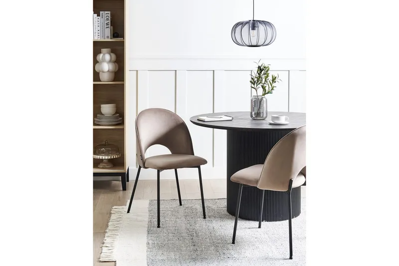 Matsalsstol Covelo set om 2 Beige-Svart - Beige-Svart - Möbler - Stolar & fåtöljer - Matstol & köksstol