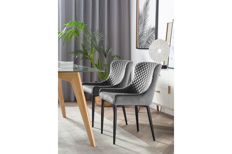 Colino Stol 2-Pack Sammet - Grå - Möbler - Stolar & fåtöljer - Matstol & köksstol