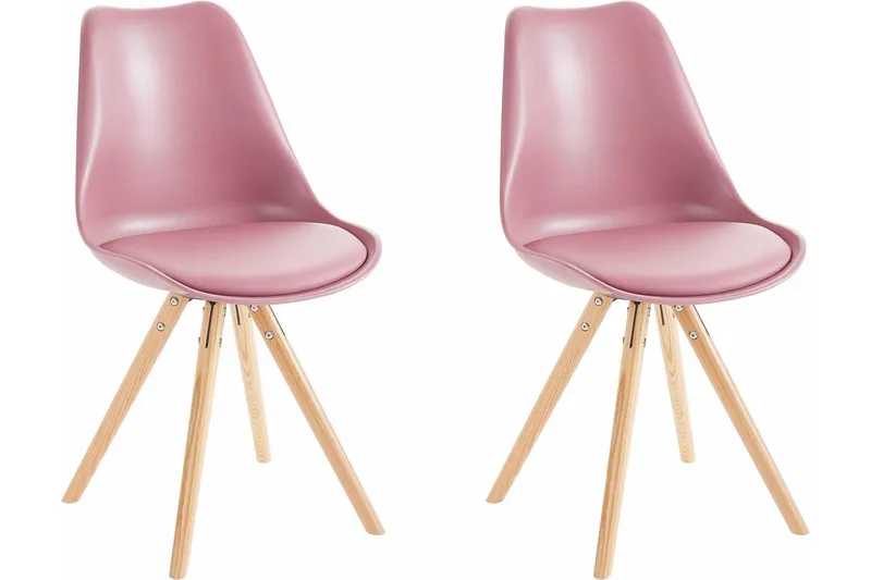 Malik Matstol 2-pack - PU/Rosa/Ek - Möbler - Stolar & fåtöljer - Matstol & köksstol