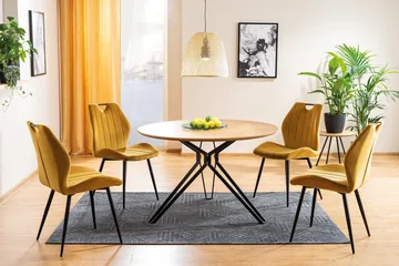 Saiano Matstol - Sammet/Curry/Mattsvart - Möbler - Stolar & fåtöljer - Matstol & köksstol