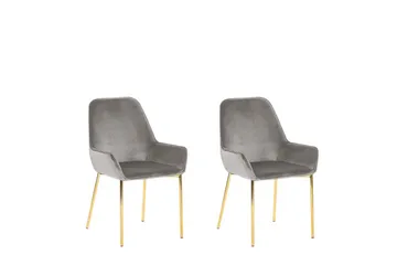 Stalltorp Sammetsstol 2-pack - Grå - Möbler - Stolar & fåtöljer - Matstol & köksstol