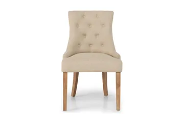 Viktoria Matstol & Köksstol i Tyg med Nitar och Bruna Träben - Beige - Möbler - Stolar & fåtöljer - Matstol & köksstol