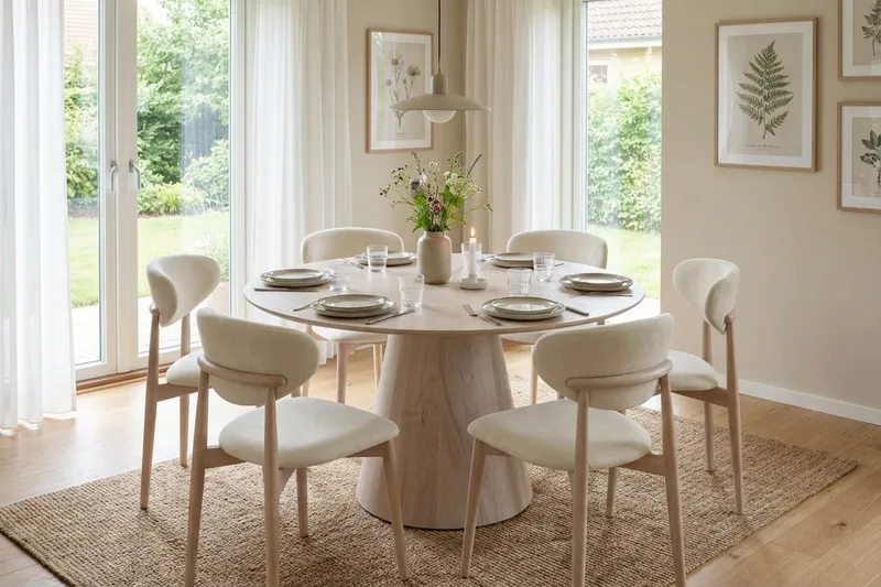 Molly Matstol i trä med tygsits - Whitewash/Beige - Möbler - Stolar & fåtöljer - Matstol & köksstol