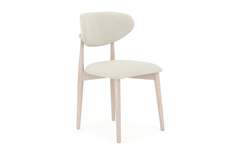 Molly Matstol i trä med tygsits, Whitewash/Beige