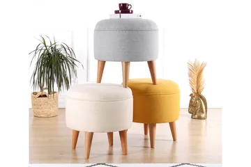 Anaro Sittpuff Rund - Beige - Möbler - Stolar & fåtöljer - Pall & puff - Sittpuff