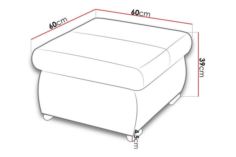 Cerys Fotpall 60 cm - Grå - Möbler - Stolar & fåtöljer - Pall & puff - Fotpall