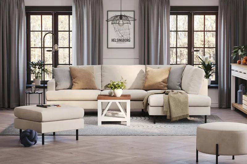 Menard Compact Fotpall 68 cm - Beige - Möbler - Stolar & fåtöljer - Pall & puff - Fotpall