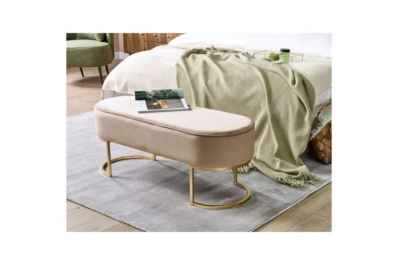 Sittbänk Milry Beige/guld - Beige/guld - Möbler - Stolar & fåtöljer - Pall & puff - Fotpall - Bäddbar fotpall
