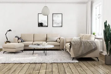 Ocean Lyx Fotpall - Beige/Sammet - Möbler - Stolar & fåtöljer - Pall & puff - Fotpall