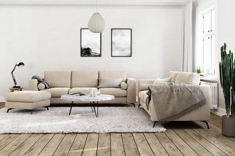 Ocean Lyx Fotpall - Beige/Sammet - Möbler - Stolar & fåtöljer - Pall & puff - Fotpall