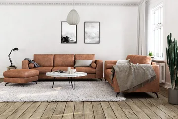 Ocean Lyx Fotpall - Brun/Läder - Möbler - Stolar & fåtöljer - Pall & puff - Fotpall