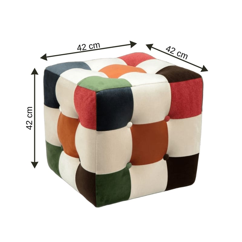 Peticire Sittpuff 42 cm - Grön orange vit - Möbler - Stolar & fåtöljer - Pall & puff - Sittpuff