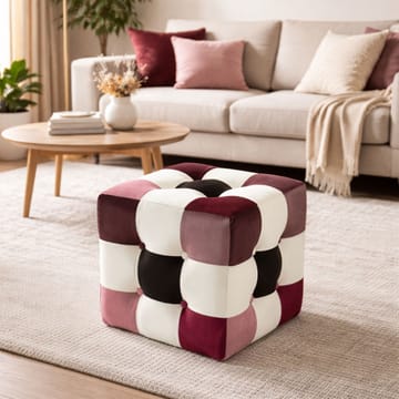 Peticire Sittpuff 42 cm - Röd vit svart - Möbler - Stolar & fåtöljer - Pall & puff - Sittpuff