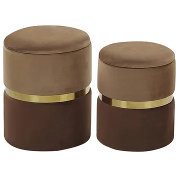 Puff Wichita 2-pack - Brun, Guld - Möbler - Stolar & fåtöljer - Pall & puff - Sittpuff