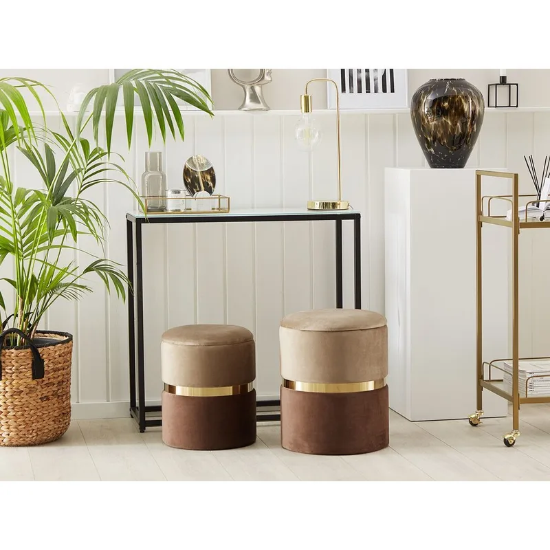 Puff Wichita 2-pack - Brun, Guld - Möbler - Stolar & fåtöljer - Pall & puff - Sittpuff