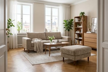 Scandi Fotpall i Chenille - Mörkbeige - Möbler - Stolar & fåtöljer - Pall & puff - Fotpall