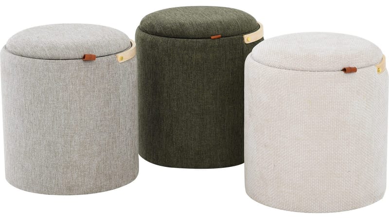 Serano Puff med trähandtag 40 cm Rund - Grå - Möbler - Stolar & fåtöljer - Pall & puff - Sittpuff