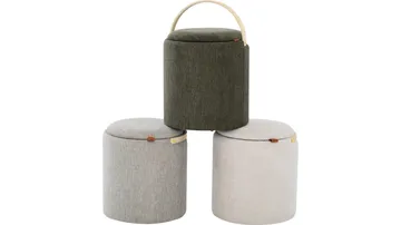 Serano Puff med trähandtag 40 cm Rund - Grön - Möbler - Stolar & fåtöljer - Pall & puff - Sittpuff