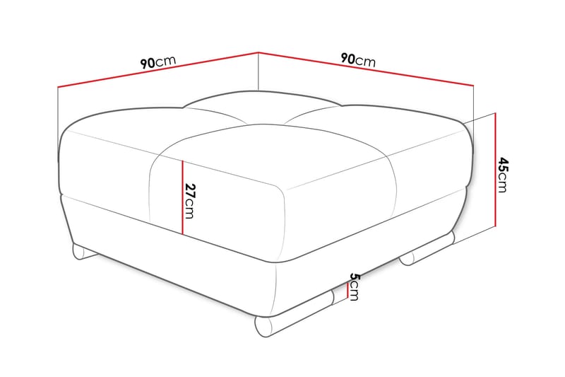Simerly Fotpall 90 cm - Ljusgrå - Möbler - Stolar & fåtöljer - Pall & puff - Fotpall