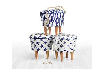 Pradera Sittpuff 42 cm - Vit/Blå - Möbler - Stolar & fåtöljer - Pall & puff - Sittpuff