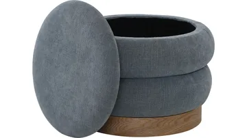 Selvaro Puff med förvaring 50 cm Rund - Blå - Möbler - Stolar & fåtöljer - Pall & puff - Sittpuff - Sittpuff med förvaring