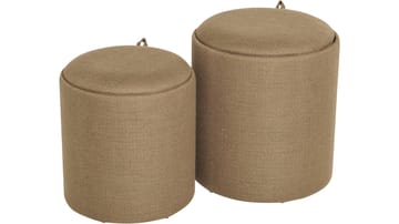 Velmira Puff 2 delar 39 cm Rund - Mörkbeige - Möbler - Stolar & fåtöljer - Pall & puff - Sittpuff - Sittpuff med förvaring