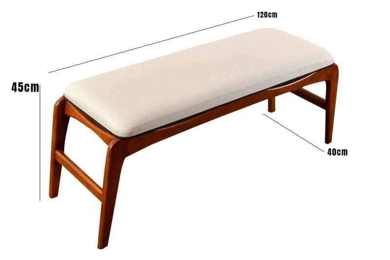 Touch Sittpall 120 cm - Valnöt/Cream - Möbler - Stolar & fåtöljer - Pall & puff - Fotpall - Bäddbar fotpall