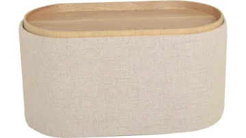 Velmira Puff 77 cm Oval - Beige - Möbler - Stolar & fåtöljer - Pall & puff - Sittpuff - Sittpuff med förvaring