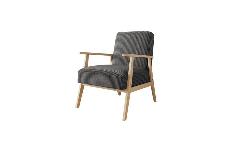 Retro Fåtölj i Sammet med Trästativ, Grå