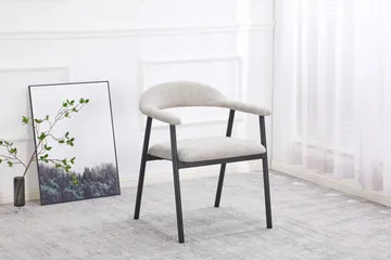 Ronja Matstol i metall med tygsits - Beige/Svart - Möbler - Stolar & fåtöljer - Matstol & köksstol