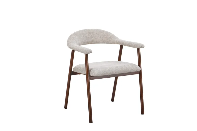 Ronja Matstol i metall med tygsits, Beige/Valnöt