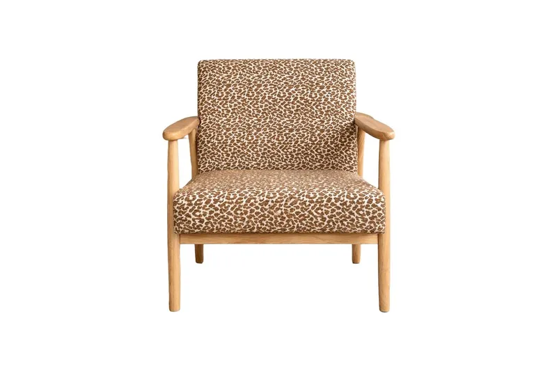 Runbert Retro Fåtölj i Chenille med Armstöd och Trästativ - Brun - Möbler - Stolar & fåtöljer - Fåtölj