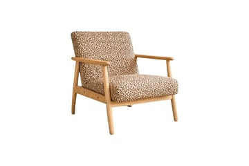 Runbert Retro Fåtölj i Chenille med Armstöd och Trästativ - Brun - Möbler - Stolar & fåtöljer - Fåtölj