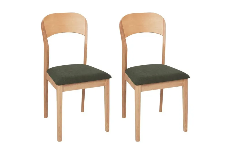 Set med 2 matstolar Alvin - Ljus trä, grön - Möbler - Stolar & fåtöljer - Matstol & köksstol