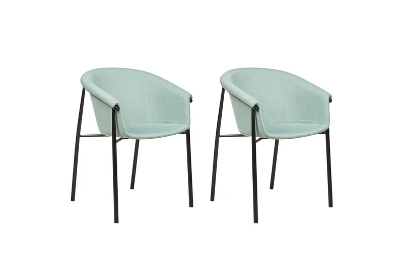 Set med 2 matstolar Ames, Grön, Svart