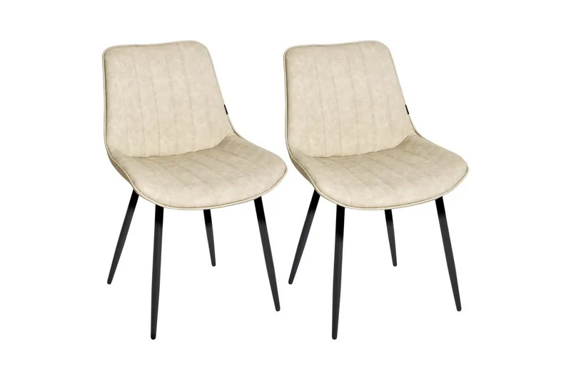 Set med 2 matstolar Dubrovnik - Beige, svart/Konstläder - Möbler - Stolar & fåtöljer - Matstol & köksstol