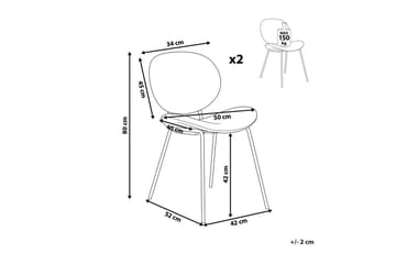 Set med 2 matstolar Luana - Grå, svart/Sammet - Möbler - Stolar & fåtöljer - Matstol & köksstol