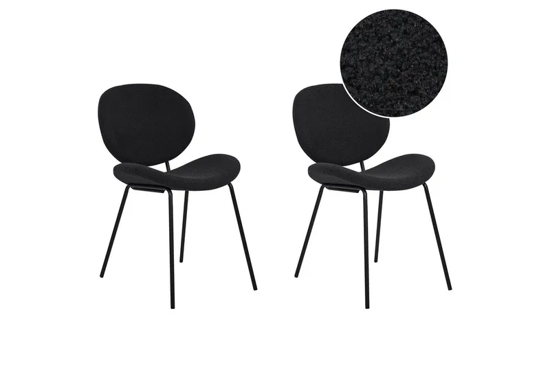 Set med 2 matstolar Luana - Svart/Bouclé - Möbler - Stolar & fåtöljer - Matstol & köksstol