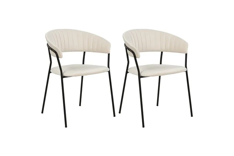 Set med 2 matstolar Mariposa - Krämvit, Svart/Sammet - Möbler - Stolar & fåtöljer - Matstol & köksstol