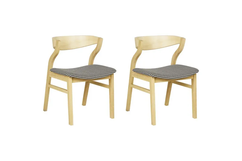 Set med 2 matstolar Maroa, Ljus trä, svart, vit