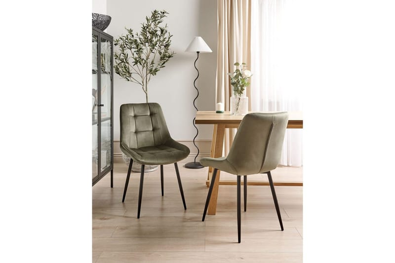 Set med 2 matstolar Melrose - Grön, Svart - Möbler - Stolar & fåtöljer - Matstol & köksstol